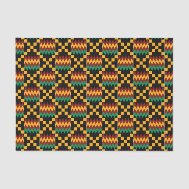 Papel De Seda Ropa de Kente amarilla, verde, roja, negra (Anverso)