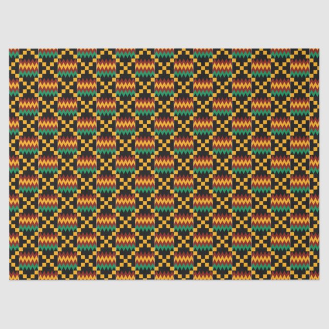 Papel De Seda Ropa de Kente amarilla, verde, roja, negra (Anverso)