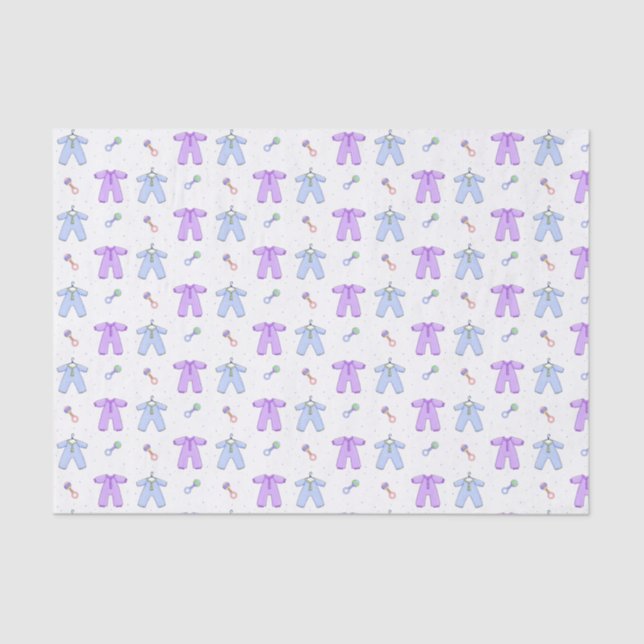 Papel De Seda Ropa morada y azul para bebés (Anverso)