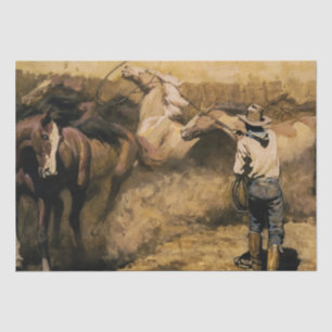 Papel De Seda “Roping Palomino” Arte Occidental de Maynard Dixon