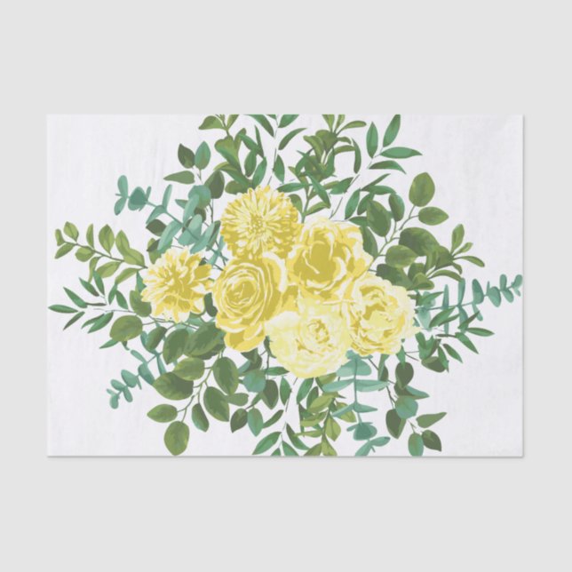 Papel De Seda Rosa amarillo Boda floral (Anverso)