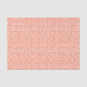 Papel De Seda Rosa Art Decó Cuadrados de melocotón floral con es
