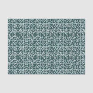 Papel De Seda Rosa Art Decó Cuadrados Elegante Verde Floral