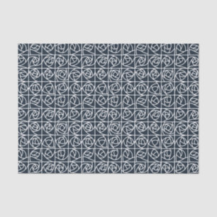 Papel De Seda Rosa Art Deco Cuadrados estilizados azul marino fl