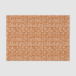 Papel De Seda Rosa Art Decó Cuadrados naranja Floral Estilizado