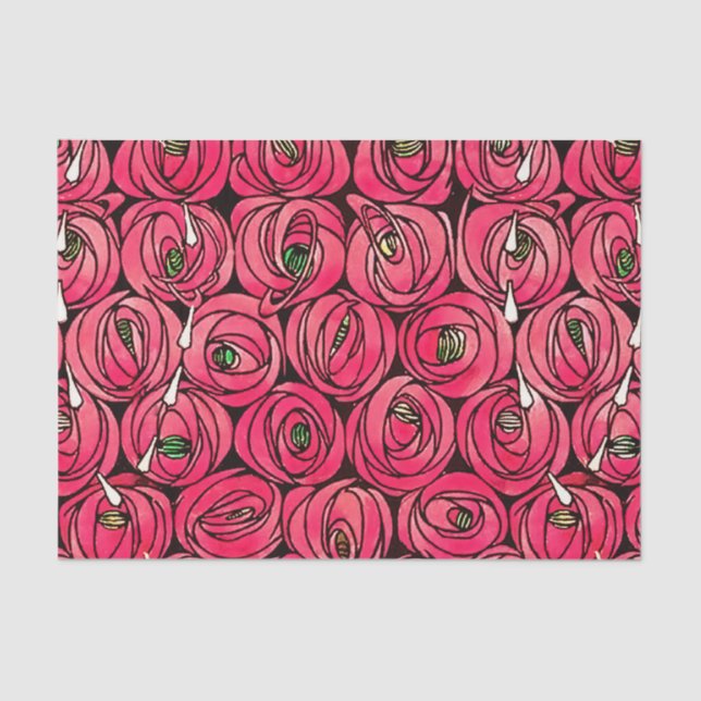 Papel De Seda Rosa Art Nouveau Rennie Macintosh Graphic (Anverso)