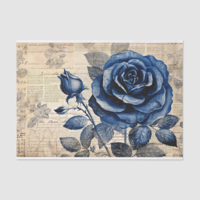 Papel De Seda Rosa azul elegante de época (Anverso)