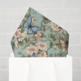 Papel De Seda Rosa azul floral y mariposa más suave