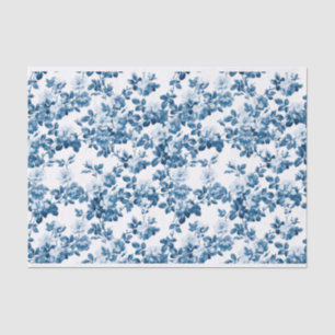 Papel De Seda Rosa azul Vinos florales Patrón de flores