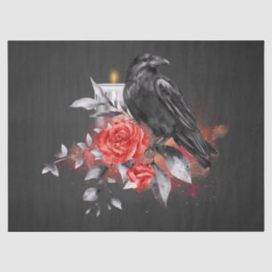Papel De Seda Rosa Black Raven Whimsical Watercolor Decoupage