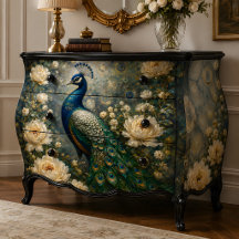 Rosa Blanca Decoupage de Pavo Real