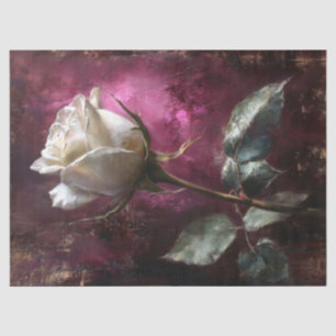 Papel De Seda Rosa Blanca Decoupage Fondo Morado