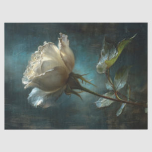 Papel De Seda Rosa Blanca sobre Fondo Pintado de Azul Turquesa D