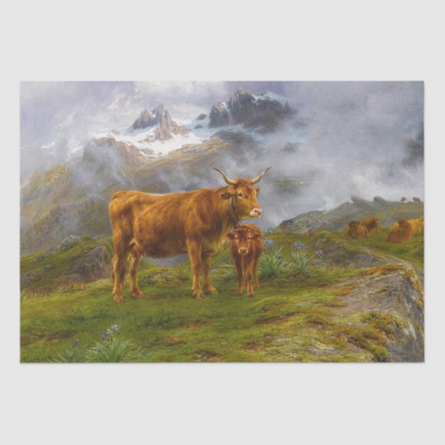 Papel De Seda Rosa Bonheur | Bovino de montaña (Anverso)