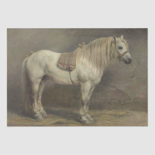 Papel De Seda Rosa Bonheur | Caballo gris estable (Anverso)
