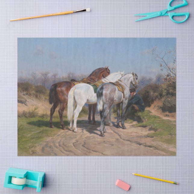 Papel De Seda Rosa Bonheur | Relay Hunting (1887) (Artesanía)