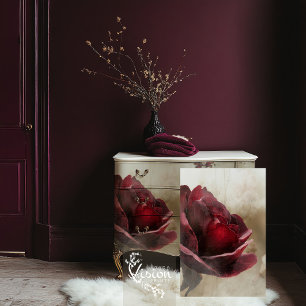 Papel De Seda Rosa Borgoña, & Beige, Flor de Cerca
