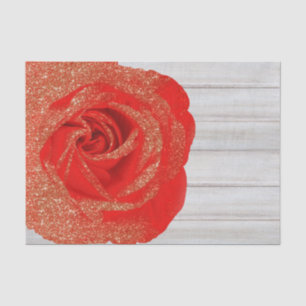 Papel De Seda Rosa Brillante Oro Rojo Madera Blanca Shabby Chic
