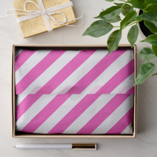 Papel De Seda Rosa Brillante y Rayas Blancas