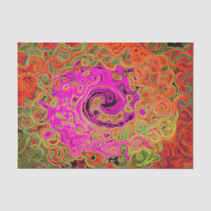 Papel De Seda Rosa Caliente Groovy Abstracto Retro Torbellino Lí