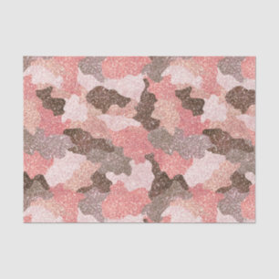 Papel De Seda Rosa Camo Faux Purpurina Camouflage Glam