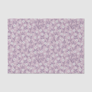 Papel De Seda Rosa Claro Floral Sprigs Blancos Mauve Vintage