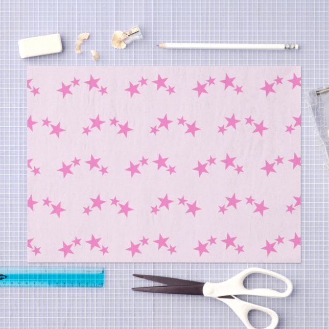 Papel De Seda Rosa con estrellas rosa fucsia (Artesanía)