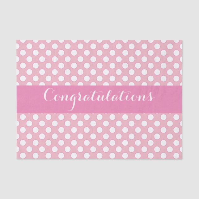 Papel De Seda Rosa Con Punto De Polka Blanco (Anverso)