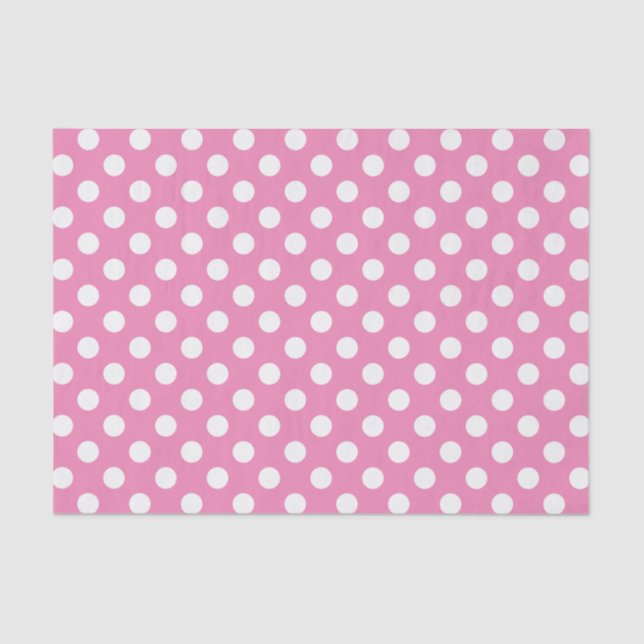 Papel De Seda Rosa con puntos de polka blanco (Anverso)