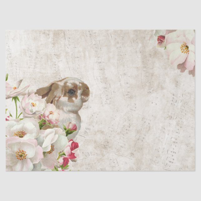 Papel De Seda Rosa Conejo Conejo Conejo Flor Desnudo Música Pasc (Anverso)