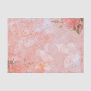 Papel De Seda Rosa Coral Vintage Mariposa Rosa Baño Nupcial