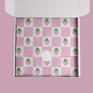 Papel De Seda Rosa Cuadros de Fresa de Verano