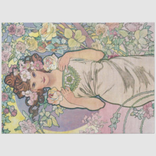 Papel De Seda Rosa (Cuatro Flores), Alphonse Mucha