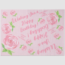 Papel De Seda Rosa de acuarela pintado a mano regalo de cumpleañ