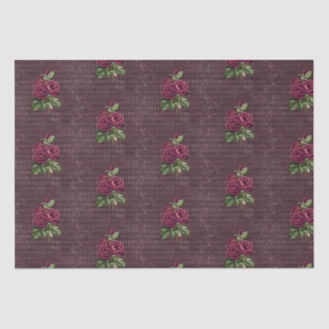 Papel De Seda Rosa de Borgoña Viejo sobre Harlequin (Anverso)