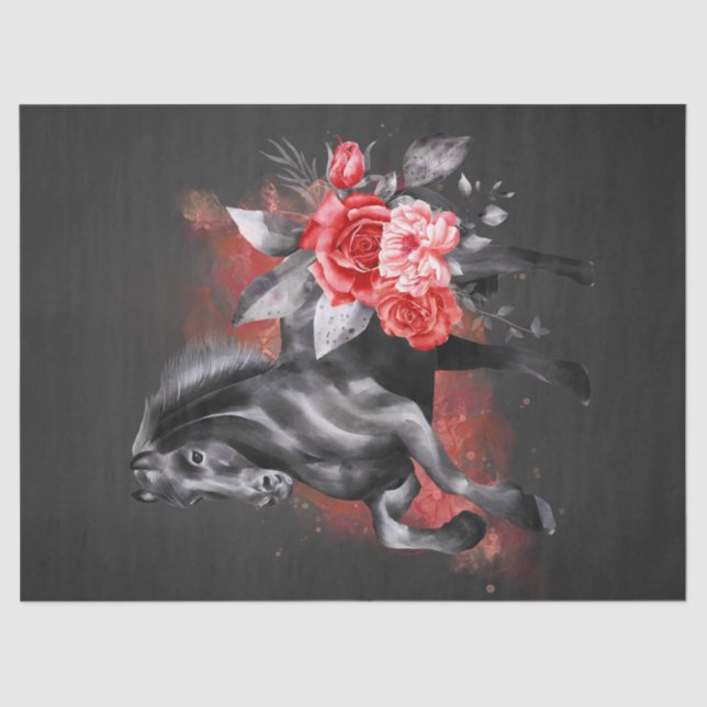 Papel De Seda Rosa de Caballo Negro Whimsical Fairy Tale Waterco (Anverso)