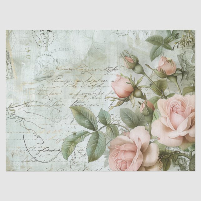 Papel De Seda Rosa de cosecha (Anverso)