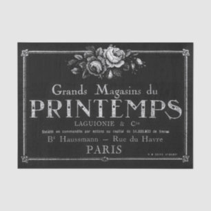 Papel De Seda Rosa de cosecha de vintage Tipografía francesa Des