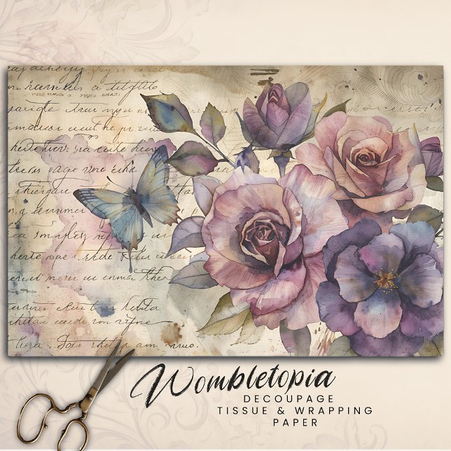 Papel De Seda Rosa de cosecha y mariposa en descomposición de gu (Subido por el creador)