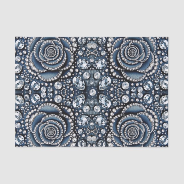 Papel De Seda Rosa de diamantes y joyas de glamour de mezclilla (Anverso)