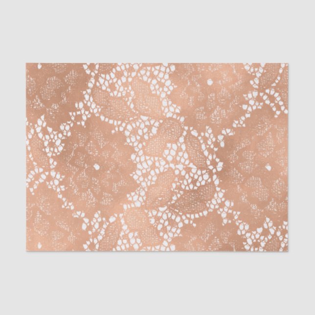 Papel De Seda Rosa de encaje de oro y elegante boda floral (Anverso)