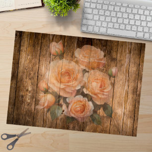 Papel De Seda Rosa de melocotón shabby chic flor decoupage vinta