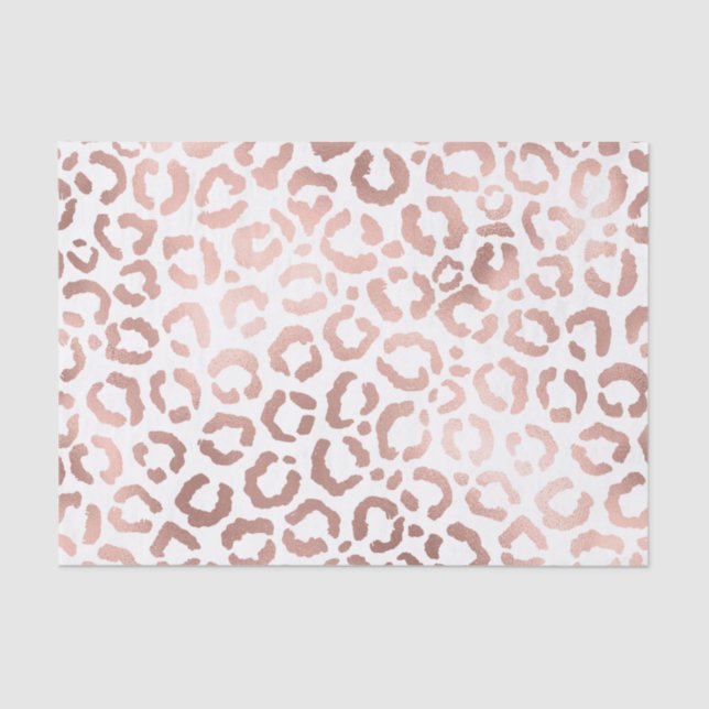 Papel De Seda Rosa de moda Leopardo de oro Impresión de animales (Anverso)