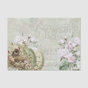 Papel De Seda Rosa de nido de pájaro escritura francesa descompo