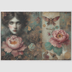 Papel De Seda Rosa de Peony de Francia victoriana Ephemera Decou