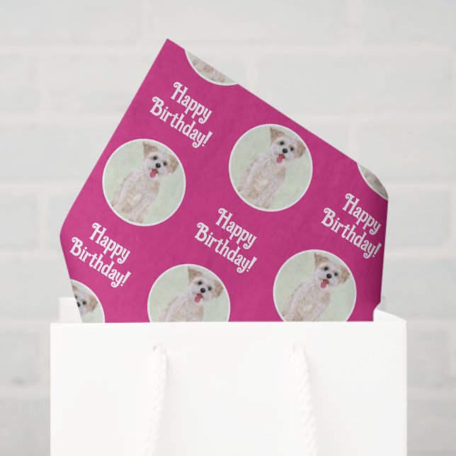 Papel de seda rosa de perro Morkie (Bolsa de regalo)