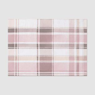 Papel De Seda Rosa de Rubor Cream Brown Stripes Cumpleaños