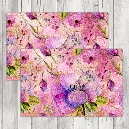 PAPEL DE SEDA ROSA DECOUPAGE FLORAL BOHEMIO GRUNGE