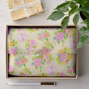Papel De Seda Rosa Deslucida Vintage Amarillo