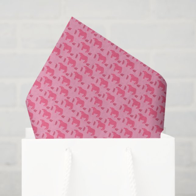 Papel de seda rosa desolado vacas terneros rancho  (Bolsa de regalo)